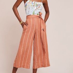 Anthropologie Linen Crop Wide Leg Pants